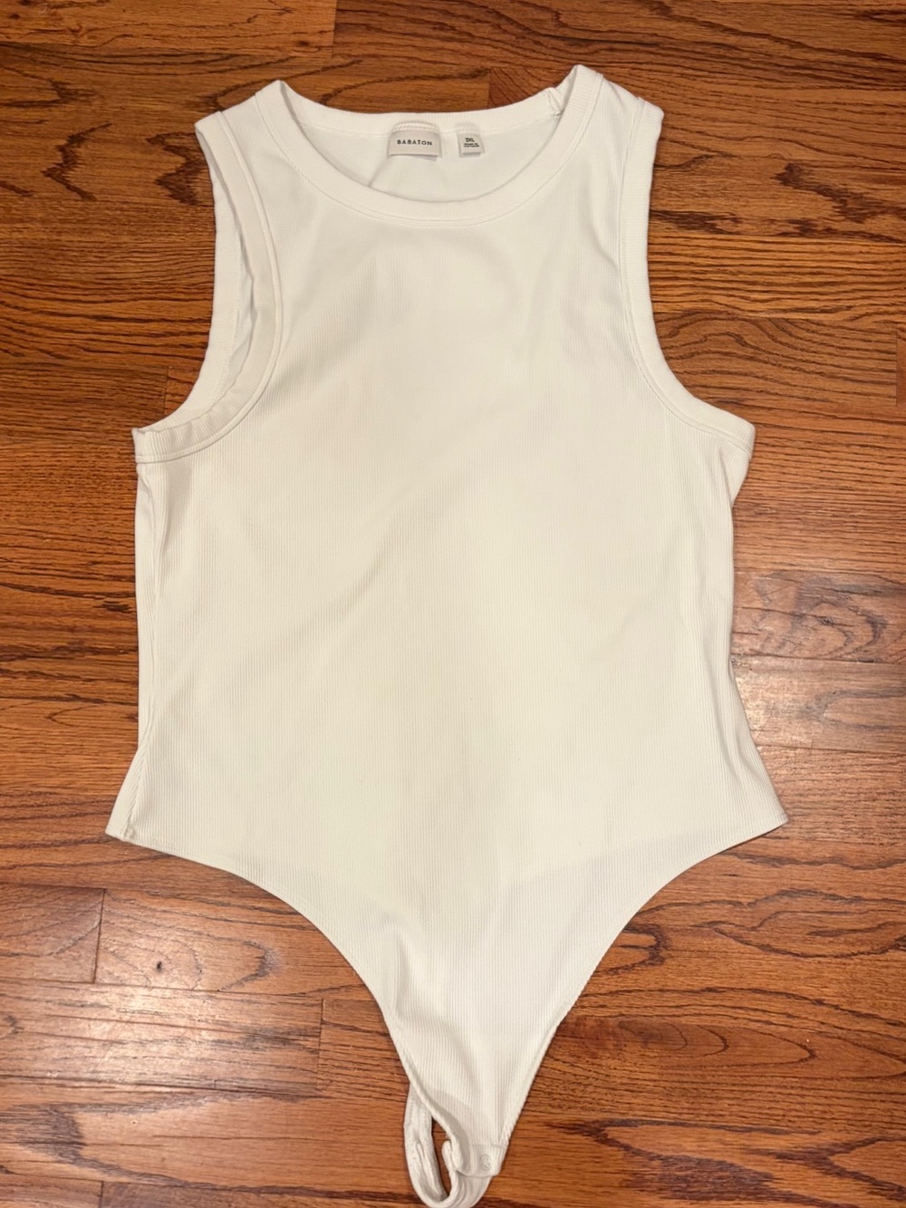 Babaton White Ribbed Tank Bodysuit